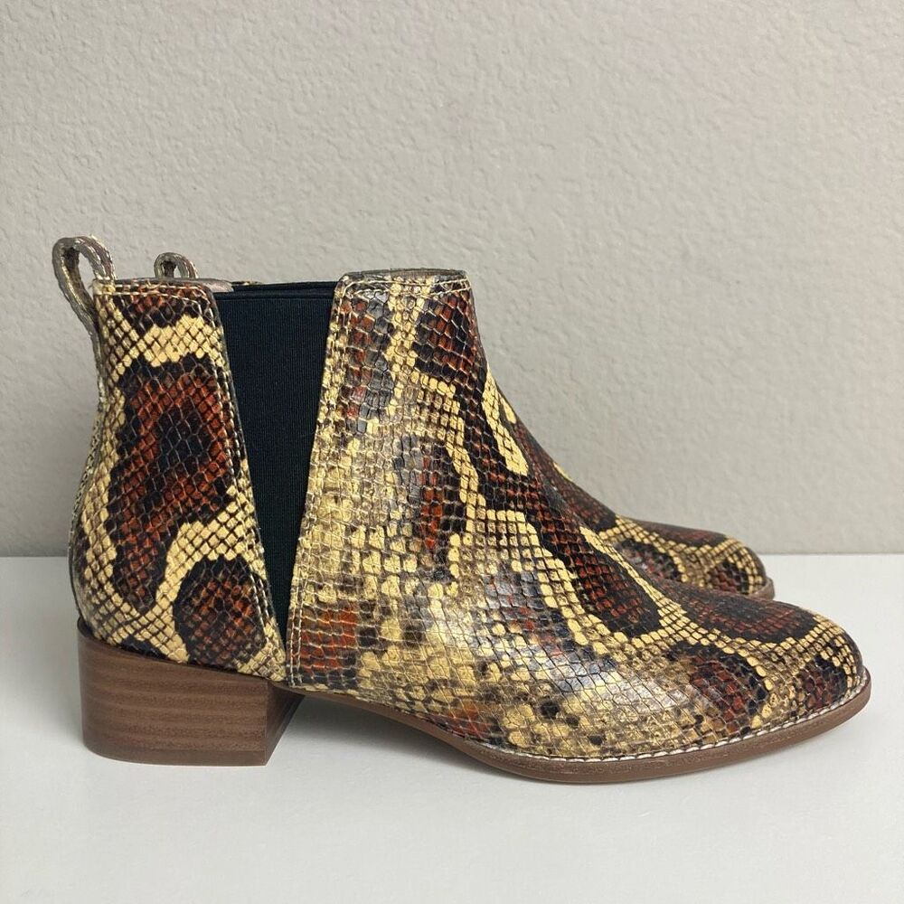 Madewell Carina Leather Chelsea Boots Snakeskin Reptile Python Animal Print sz 7 - Picture 2 of 7